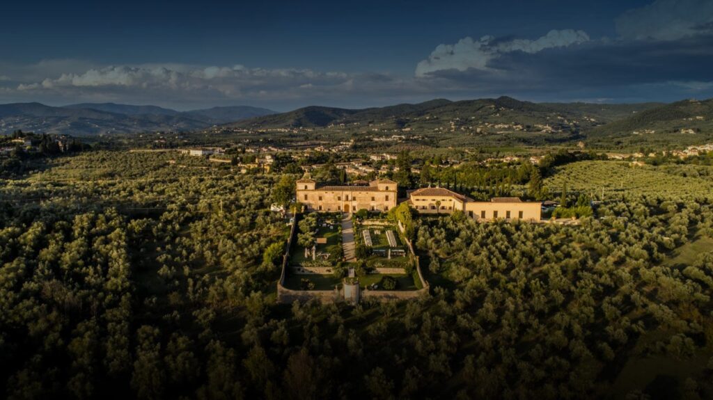 Aerial view of Villa Medicea di Lilliano - Tuscany Wedding Venues