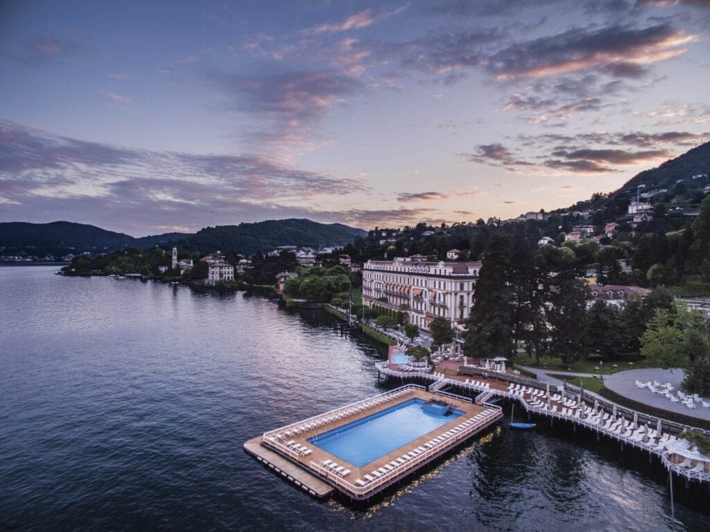 Aereal view of Villa D'Este at sunset