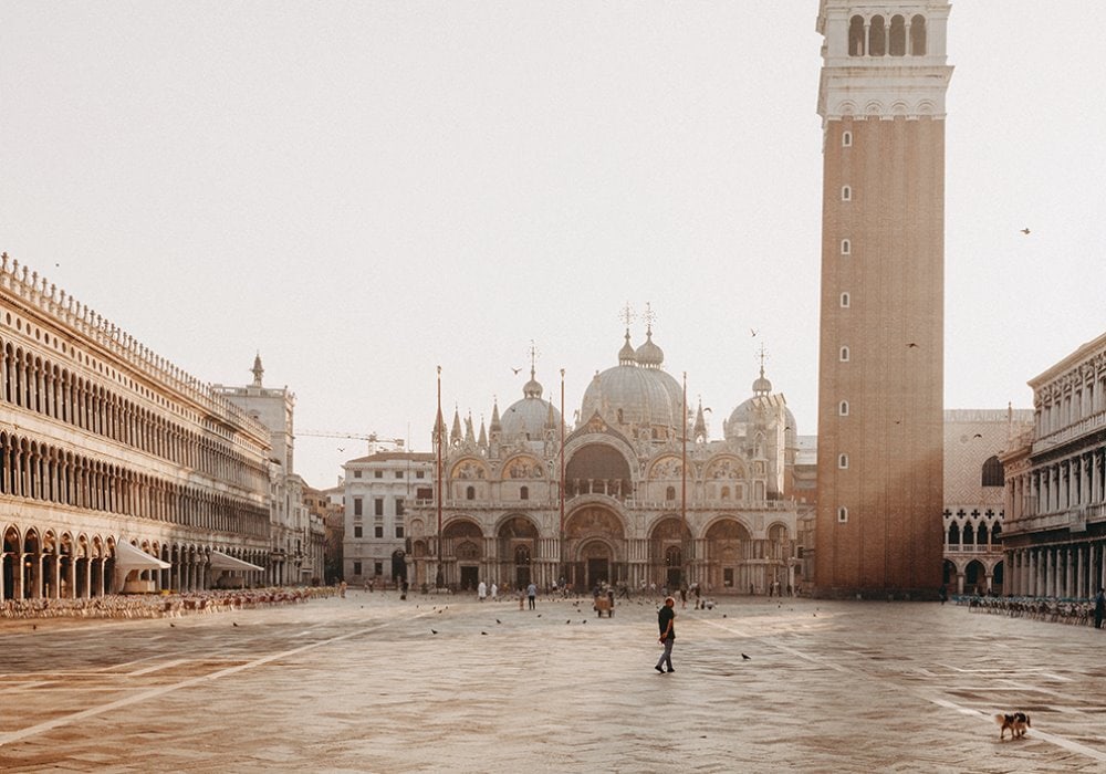 San Marco Square in Venice at dawn, almost empty