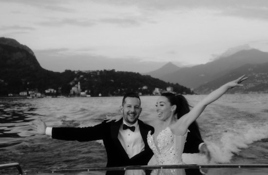 Bride and groom happy on board of their boat during their Lake Como Elopement | Italy Elopement Guide