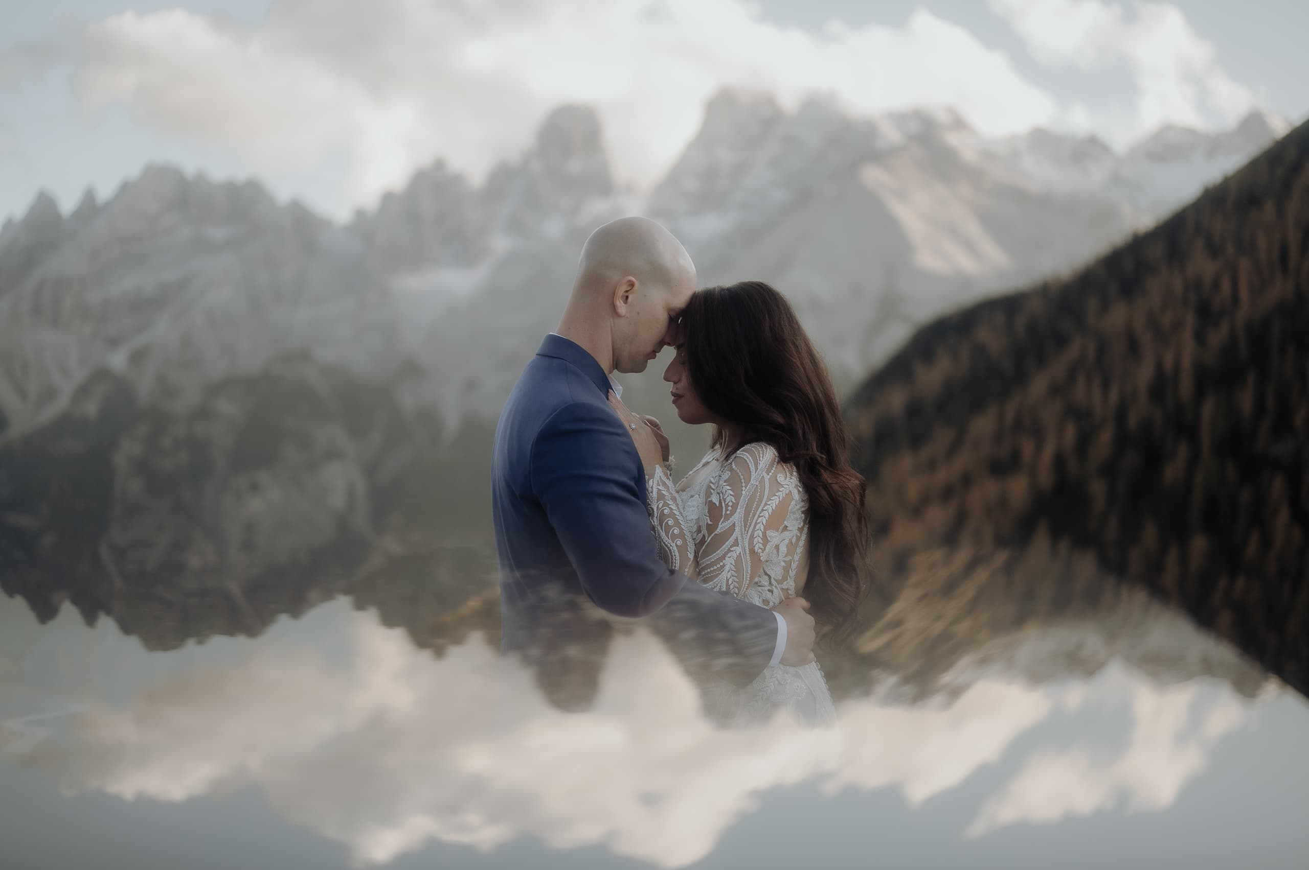 Bride and groom during Italy Elopement Guide in the Dolomites